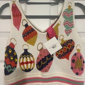 QUEEN OF SPARKLES Festive Ornament Knit Top - Multicolor